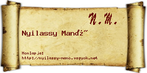 Nyilassy Manó névjegykártya